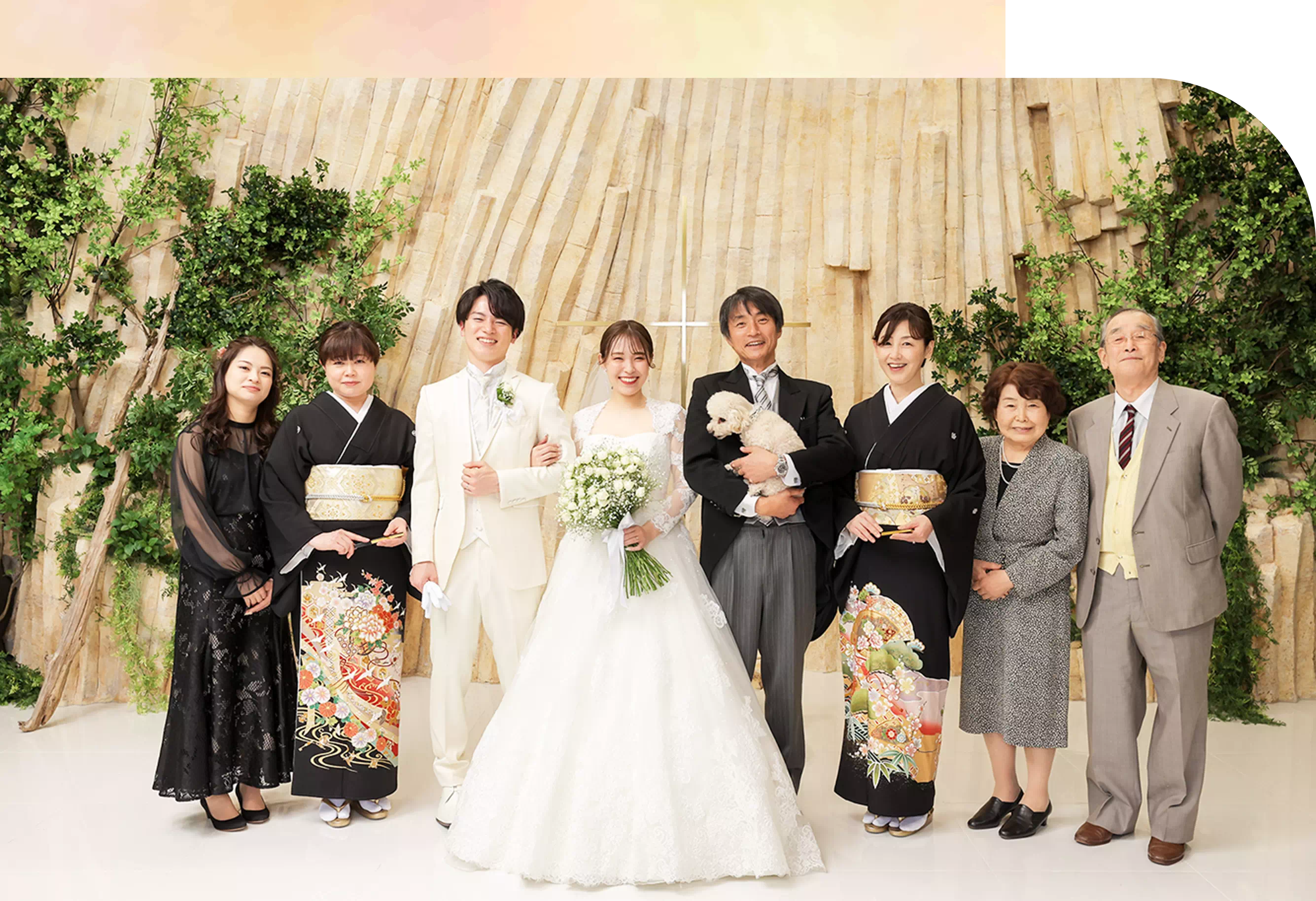 家族と一緒に写真撮影