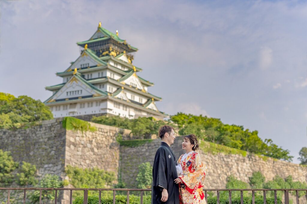 大阪城,ウェディングフォト,大阪,和装,ロケーション撮影